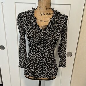INC International Concepts Black and White Polka Dot Blouse